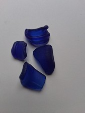Genuine surf tumbled Sea Glass Blue 4-pieces 22 grams