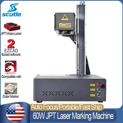 60W Auto Focus JPT Mopa Portable Fiber Laser Marking Machine Metal Engraver US