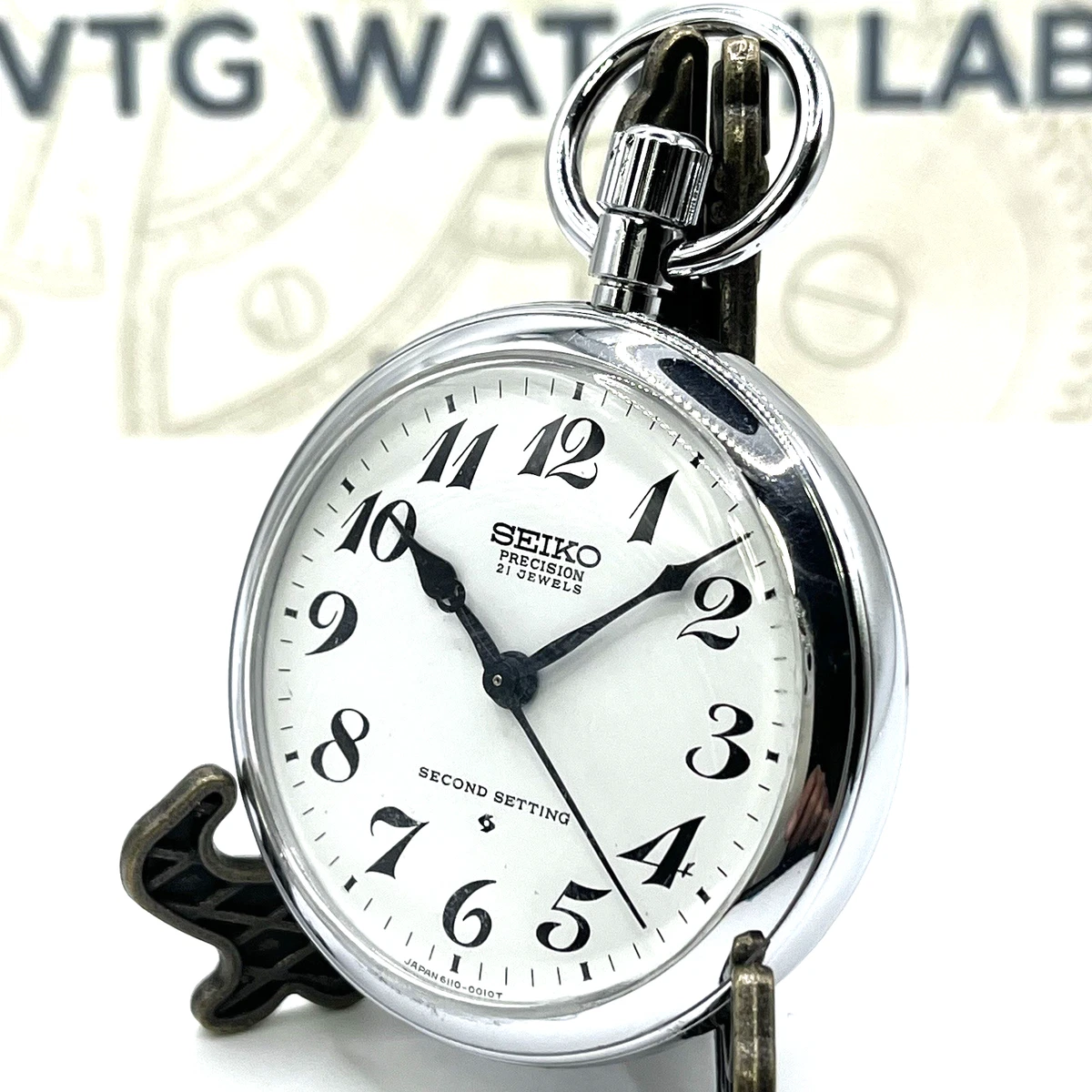 JAPAN RAILROAD] SEIKO Precision 6110-0110 Pocket Watch 21J Second