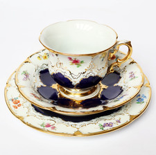 Meissen Porzellan Prunkgedeck restaur. 1. Wahl Pfeifferzeit 1924-34 Bunte Blumen