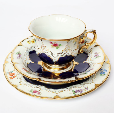 Meissen Porzellan Prunkgedeck restaur. 1. Wahl Pfeifferzeit 1924-34 Bunte Blumen