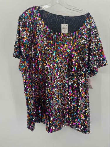 Gebrauchte INC Silber Größe 3X Pailletten Bluse