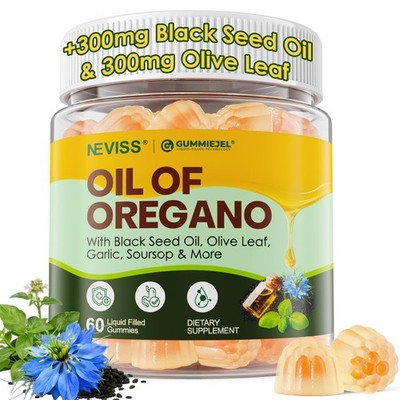Oil of Oregano with Black Seed Oil Gummies, Elderberry & Garlic, 12in1 Oregan...