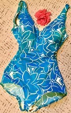 Vintage BathinG Suit 70s XL EXC HaWaiiaN Sz 14 TiKi 36 D CuP SwimsuiT USA 1 Piec