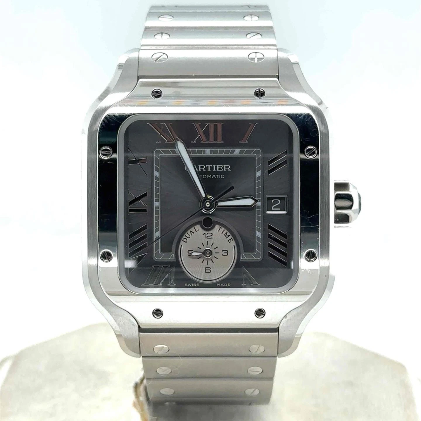 Cartier — Cartier Santos Dual Time 40mm Automatic Stainless Steel Grey Dial Men's WSSA0076