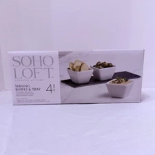 Soho Loft Serving Bowls And Tray Set 3 Bowls NEW