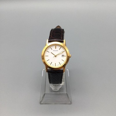 VIntage Pulsar Womens Watch 24mm Gold Tone Brown Leather Strap New