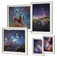 Gerahmtes Poster FüR Wand Im Set Kosmische Landschaften Von Galaxien Weiß Rahmen