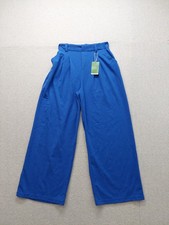 Halara Women Pant S Royal Blue Wide Leg Elastic Waistband Ribbed Knit Pockets