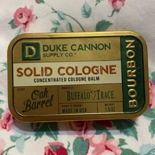 Duke Cannon Solid Cologne Bourbon Scent Oak Barrel Balm 1.5oz Travel Tin See Rea
