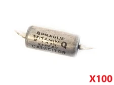 Lot of 100 Vintage Sprague Vitamin Q 0.1uf 200VDC Capacitors Guitar Tone Caps