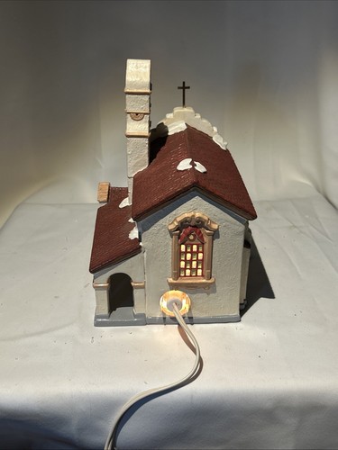 Department 56 Snow Village “Spanish Mission Church” #51551 1990 Orig Box Works - Picture 7 of 8