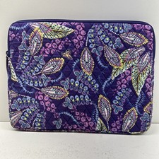 Vera Bradley Laptop Sleeve Floral Paisley Design Purple Quilted Zipper 11 x 14  