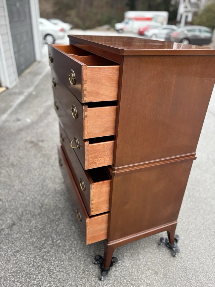 Vintage Mahogany Veneer Highboy Chest of Drawer by Northern Furniture Co. - Image 4 of 4