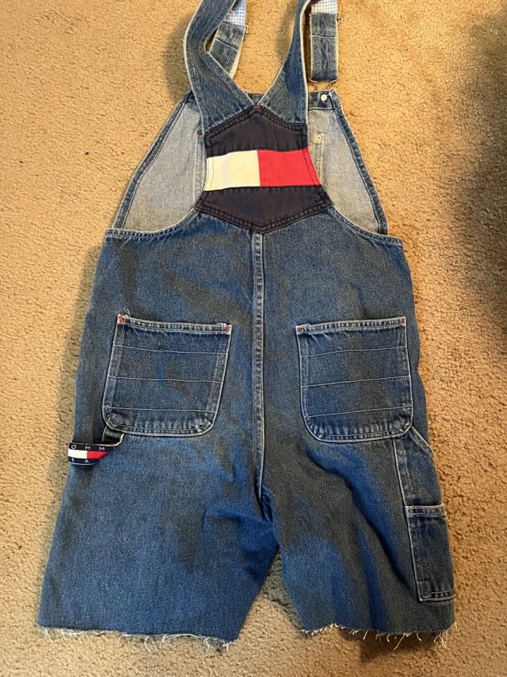 Винтажный короткий джинсовый комбинезон Tommy Hilfiger молодежный размер XL - Изображение 3 из 4