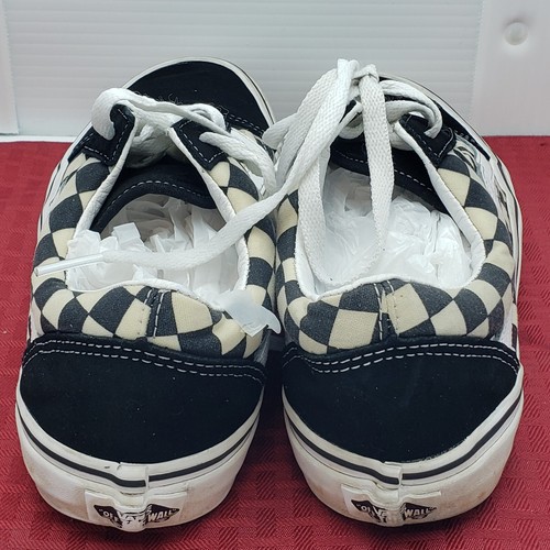 Vans Old Skool Black Checkerboard Canvas Suede Shoes Sneakers Men Size 7 - Picture 2 of 6