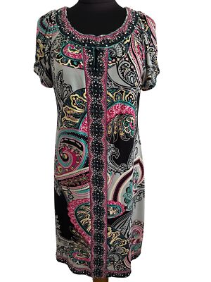 Beige By Eci Multicolored, Beaded, Short Sleeve Shift Dress, Size 12 | eBay Beige By Eci Multicolored, Beaded, Short Sleeve Shift Dress, Size 12 | eBay