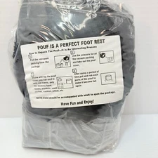 Perfect Foot Rest Pouf Cover Unstuffed Ottoman Soft Plush Black New