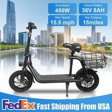 450W Electric Scooter with Seat Adult Folding Electric Bike Moped Urban Commuter
