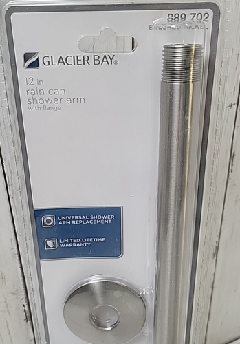 Glacier Bay 12in Rain Can Shower Arm With Flange 889 702 Brushed Nickel - Picture 2 of 3
