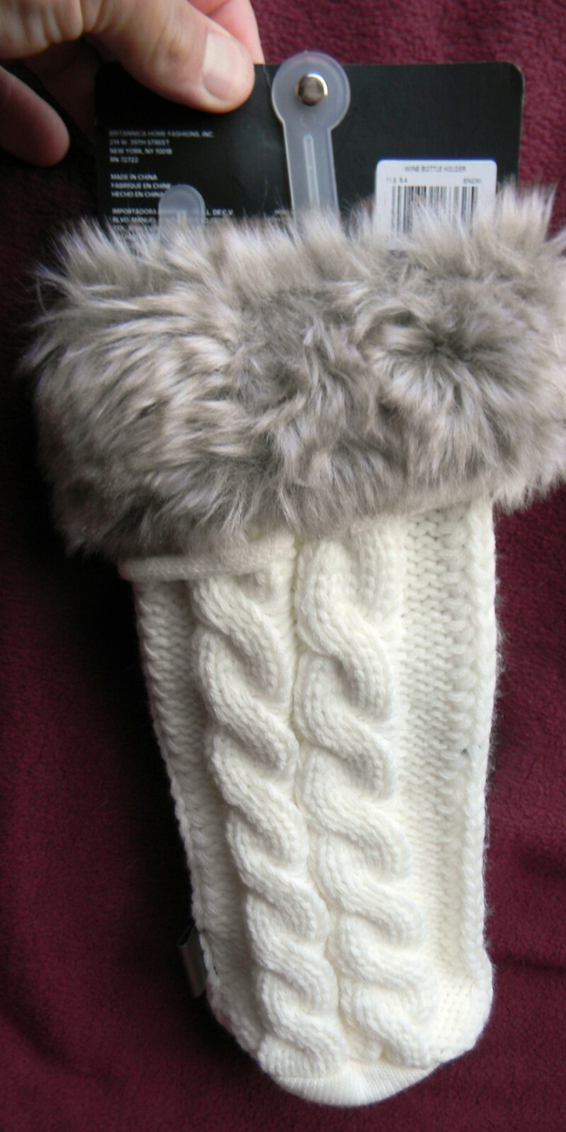 UGG WINE BOTTLE HOLDER BAG Cooler WHITE CableKnit Faux Fur Trim NEW eBay