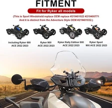 #219401023 Adjustable Front Windshield for Can Am Ryker 600 900 Sport 2019-2023
