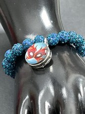 Beaded Blue Bracelet with Mardi Gras Mask Snap Charm