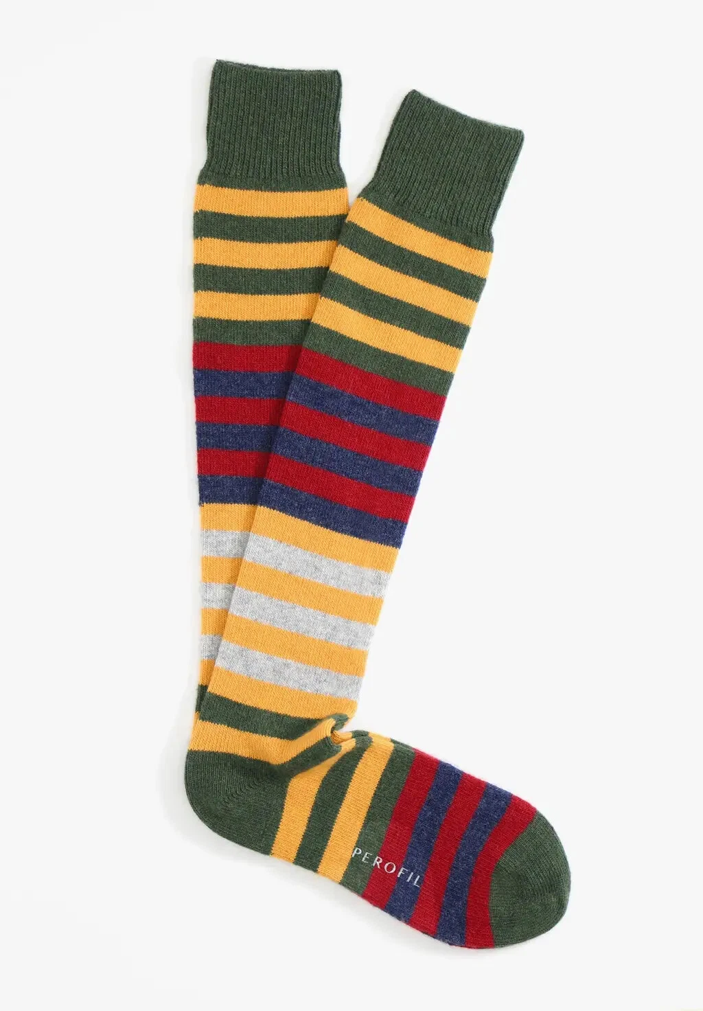 3 Pack Perofil Wool and Cashmere Long Socks Maxi Stripe