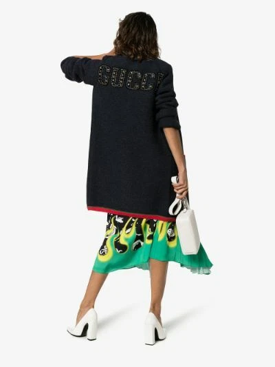 ?️ Cardigan lungo originale GUCCI NY YANKEES™ patch LANA & ALPACA MAGLIA Coatigan L