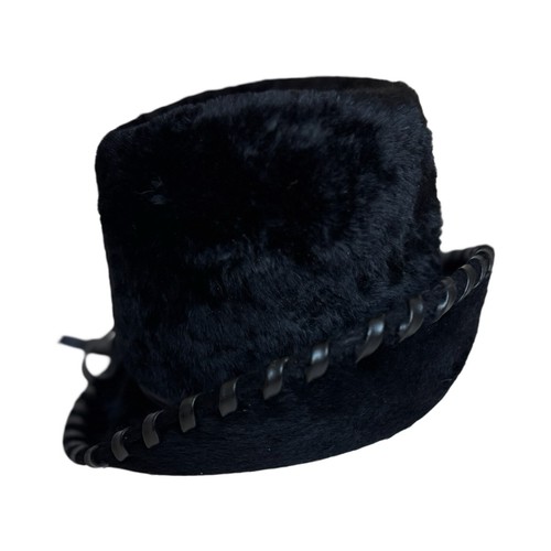 Vintage 1960s Mr. John Fur and Felt Bucket Hat - Leather and bow Accent - Picture 2 of 6