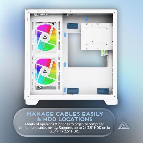 Prism Micro-ATX Gaming PC Cube Case w/ 5X 120mm ARGB Fans, 366 RGB Modes, Dua... - Picture 8 of 8