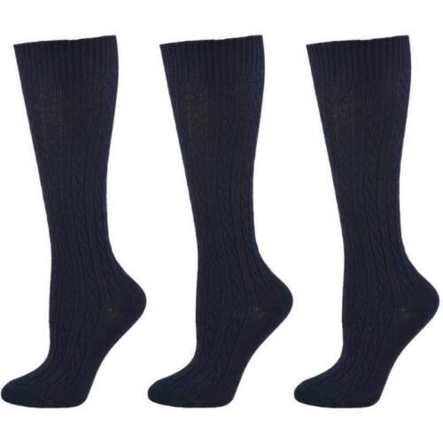 Sierra Socken Damen Kabelstrick 3 Paar Packung Baumwolle weich strapazierfähig Knie Hi Socken - Bild 10 von 20