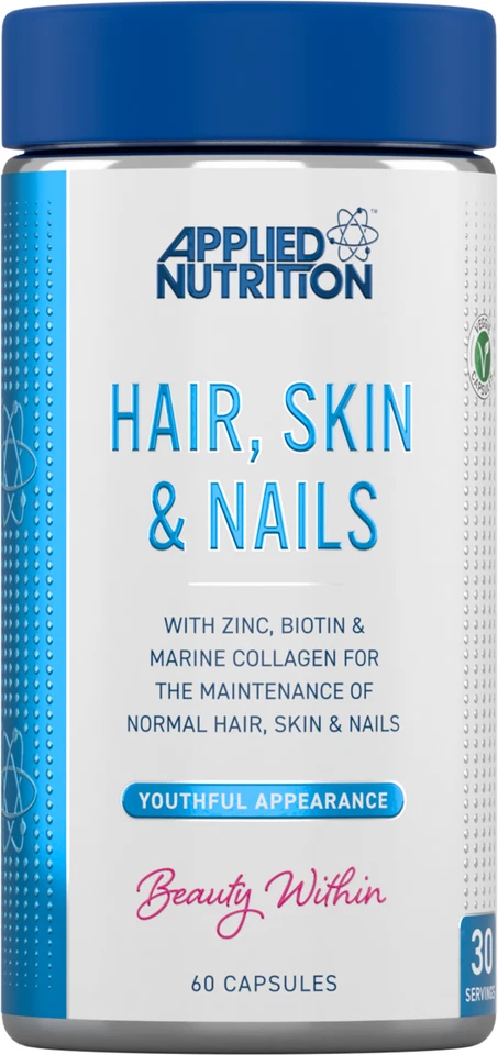 Applied Nutrition Cabello Piel y Uñas | Zinc Biotina Colágeno Crecimiento del Cabello - 60 Cápsulas Foto 2 de 4