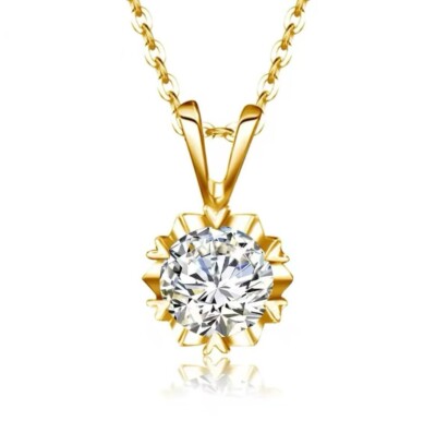 1 kt Anhänger Halskette Gelbgold VVS1 D Laborgefertigt Verlobung Diamant Test bestanden