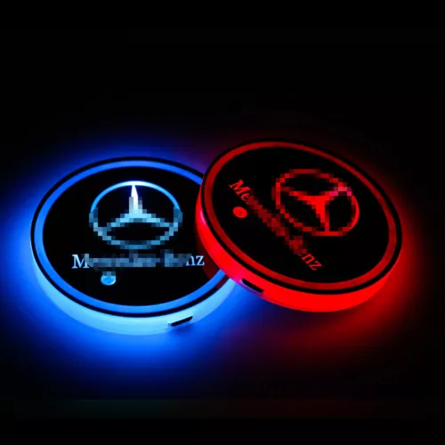 2pcs RGB LED Car Interior Cup Holder Light Mat Pads Drink Coaster Mercede s Benz - Picture 8 of 11