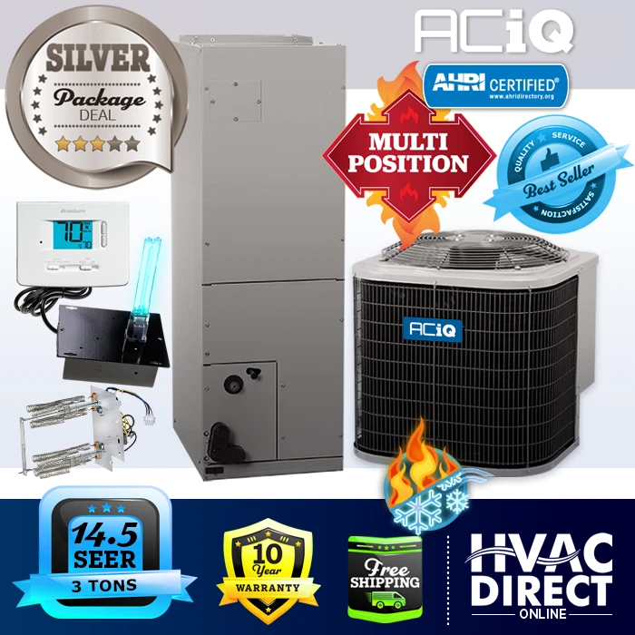 3 Ton 14.5 SEER ACiQ-Heil by Carrier AC Heat Pump System Heat Kit+T-Stat+UV  | eBay