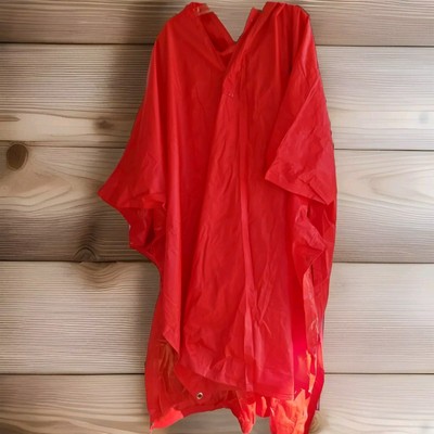 Stearns Rainmaster 50x94 inch heavy duty poncho hood ZIP SNAP Red  adult