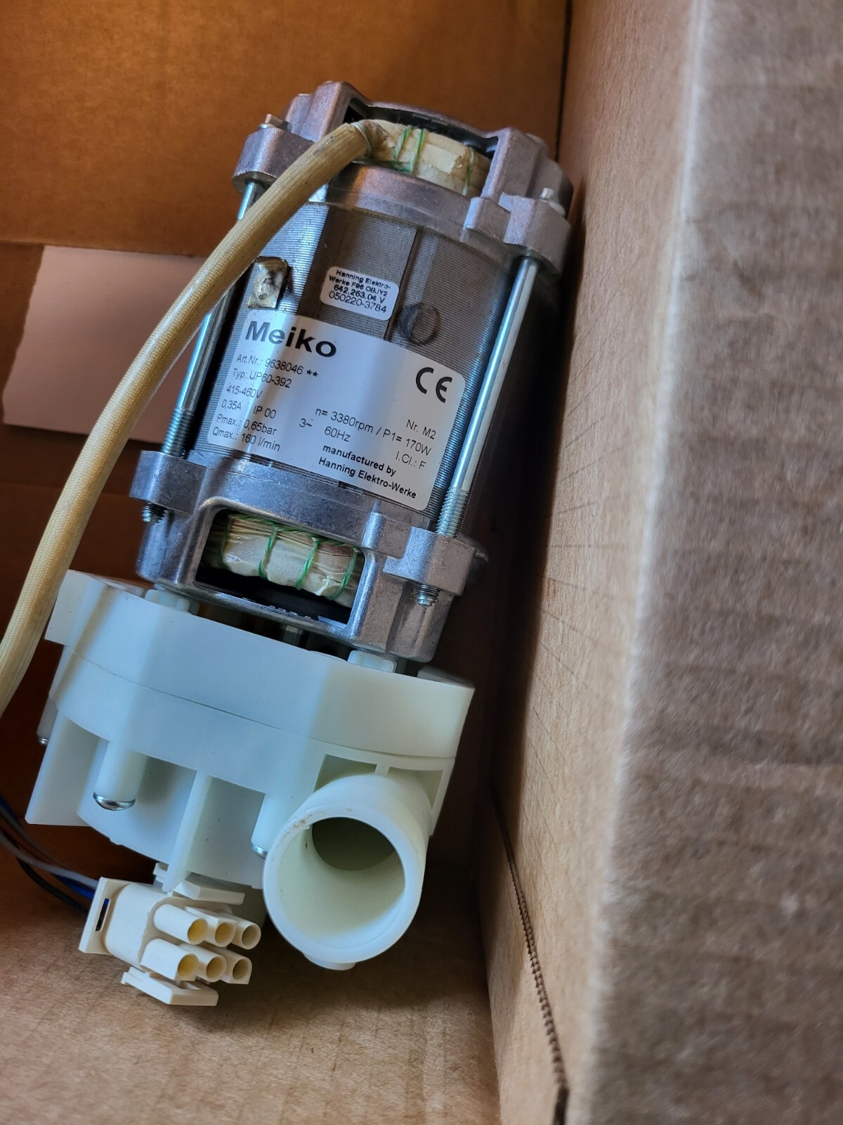 Meiko Drain Pump, 460 Volt, Part# 9638046. Oem Part- FREE SHIPPING