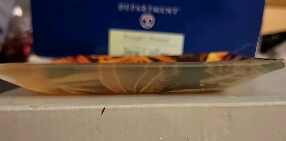 Hermosa vainas de anís estrella plato de vidrio.  Medición 5" X 5" Girasol Decoración Otoño Foto 3 de 4