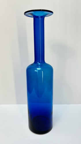 HOLMEGAARD Gulvase Otto Brauer Blue Art Glass Vase 16-3/4” ~ Danish Modern - Picture 5 of 12