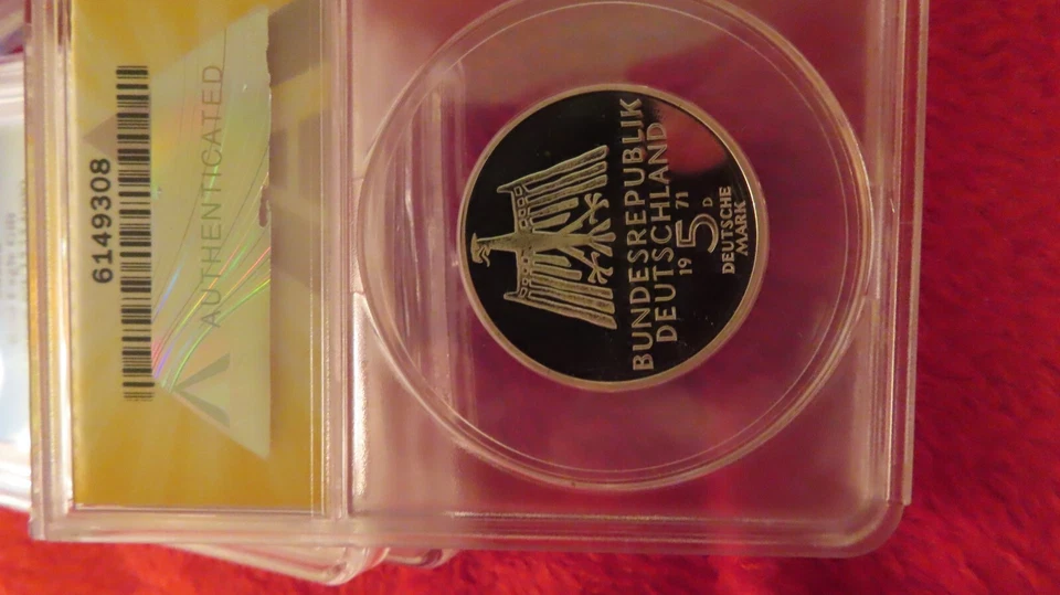 1971 D 5 MARKS WEST GERMANY PROOF ALBRECT DURER ANACS PF68 DCAM - Image 4 of 4