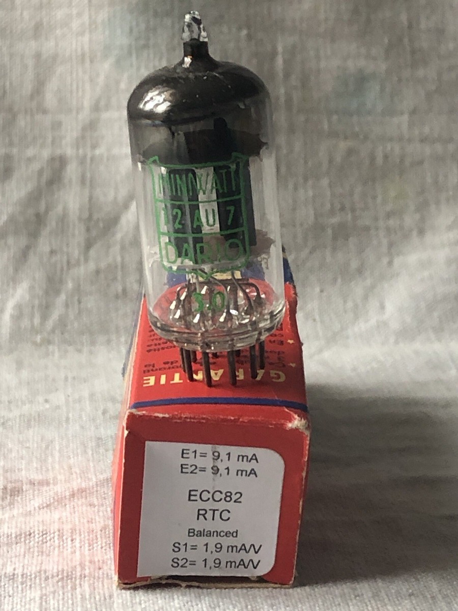 Tube électronique Radiotechnique RTC ECC82 / 12AU7 NOS (New Old Stock) - Marque Mullard, Origine France, Neuf Sous Boîte
