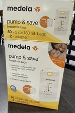Medela Pump and Save 5 oz Clear Breast Milk Bags, 38 Count Open Box New