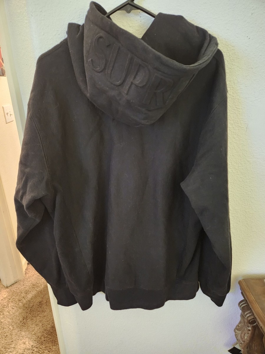 FW17 Supreme Embossed Logo Hooded Sweatshirt Black Size XL | eBay