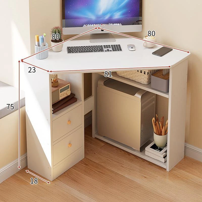 Eckschreibtisch Computertisch mit Ablage PC Schreibtisch Bürotisch Weiß - Bild 2 von 4