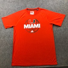 Miami Hurricanes Shirt Mens Medium Orange Spell Out The U Adidas Ultimate Tee