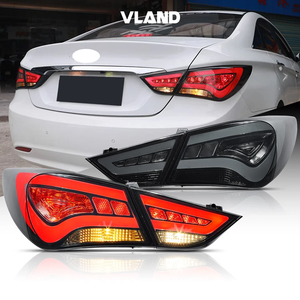 Luces traseras para Hyundai Sonata 2011-2014 lente ahumada luces traseras LED lámpara izquierda+derecha Foto 3 de 4