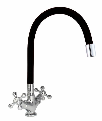 Nostalgie Retro Armatur flexibel Waschtischarmatur Spüle Küchenarmatur schwarz