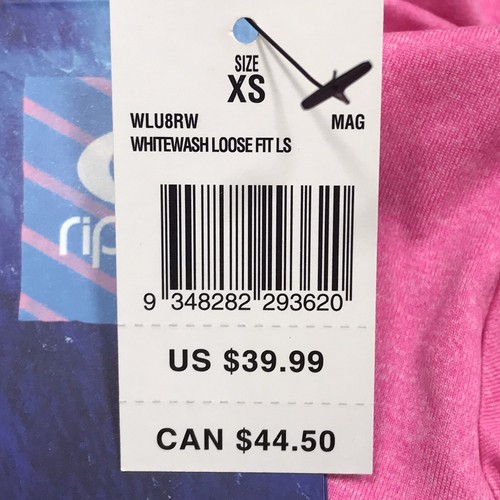 Rip Curl Loose Fit UV Tee Rashguard Women’s Size XS L/S UPF 50 Pink Whitewash - Picture 7 of 12