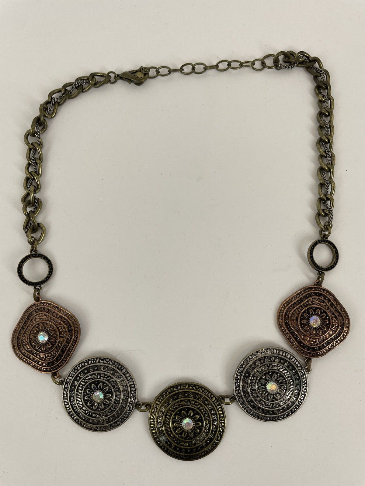 Ruby Rd Statement Necklace Copper Silver Tone Med… - image 1